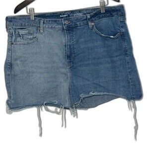 Old Navy High Rise OG 2 Color Straight Denim Jean Raw Hem Shorts Size 18 women